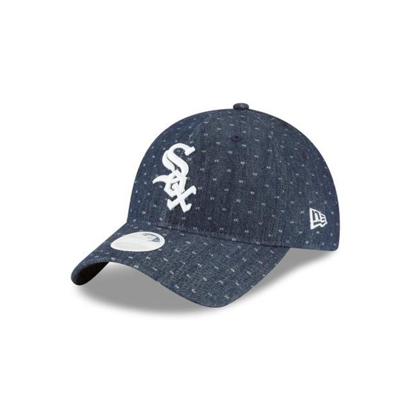 MLB Chicago White Sox Womens Dotted Denim 9Twenty Adjustable (TXC4745) - Blue New Era Caps